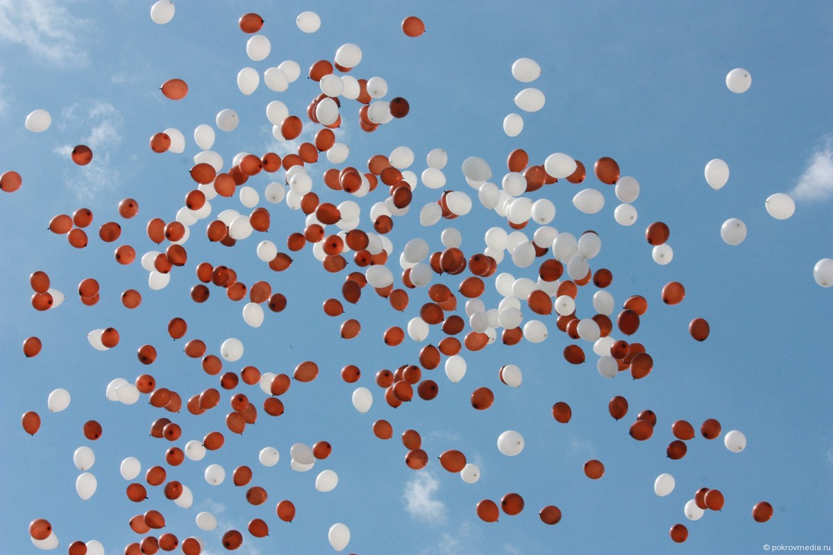 Десятки воздушных шаров улетели в голубое небо